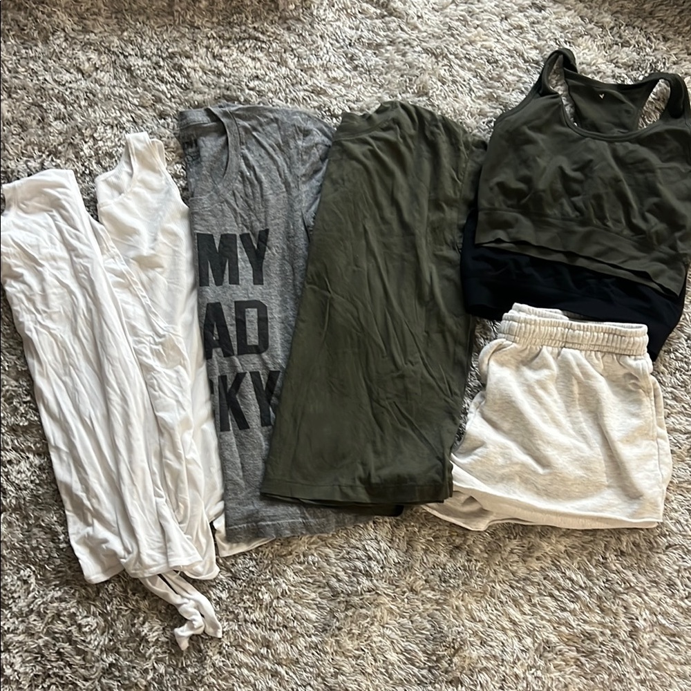 Casual Clothing Bundle in Gray, White, and Olive